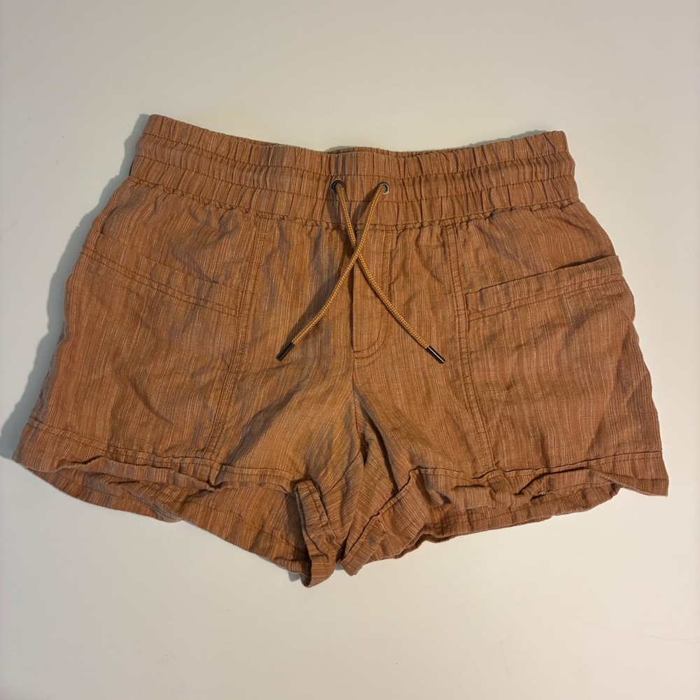 Athleta Womens Size 6‎ Cabo Linen Textured 4 Inch Shorts Terracotta Orange